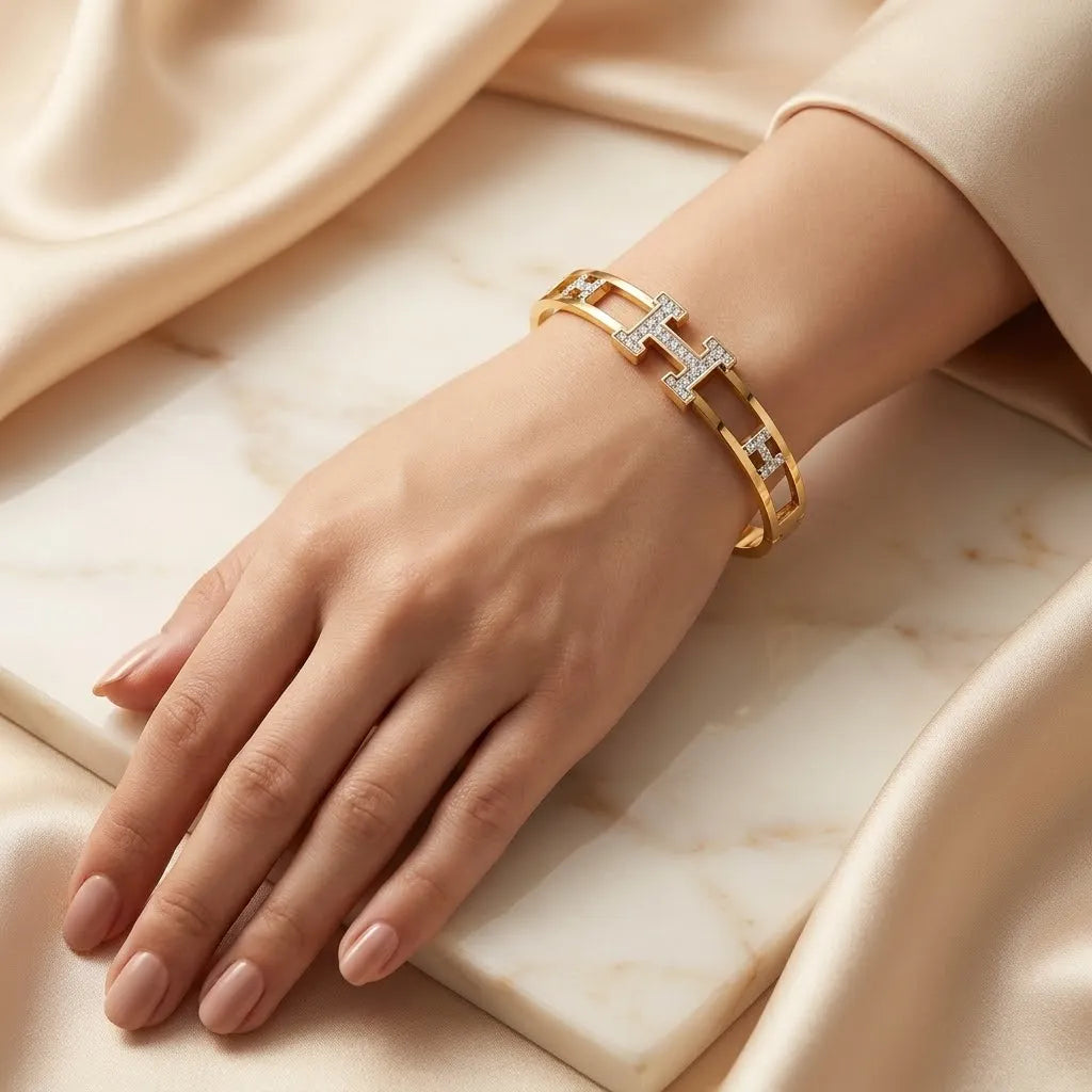 H Alphabet Branded Bangle